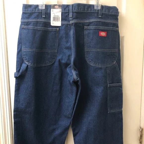 Dickies Men's Denim Blue Jeans Carpenter Utility Occupational Wear W38 Altered - Picture 5 of 13